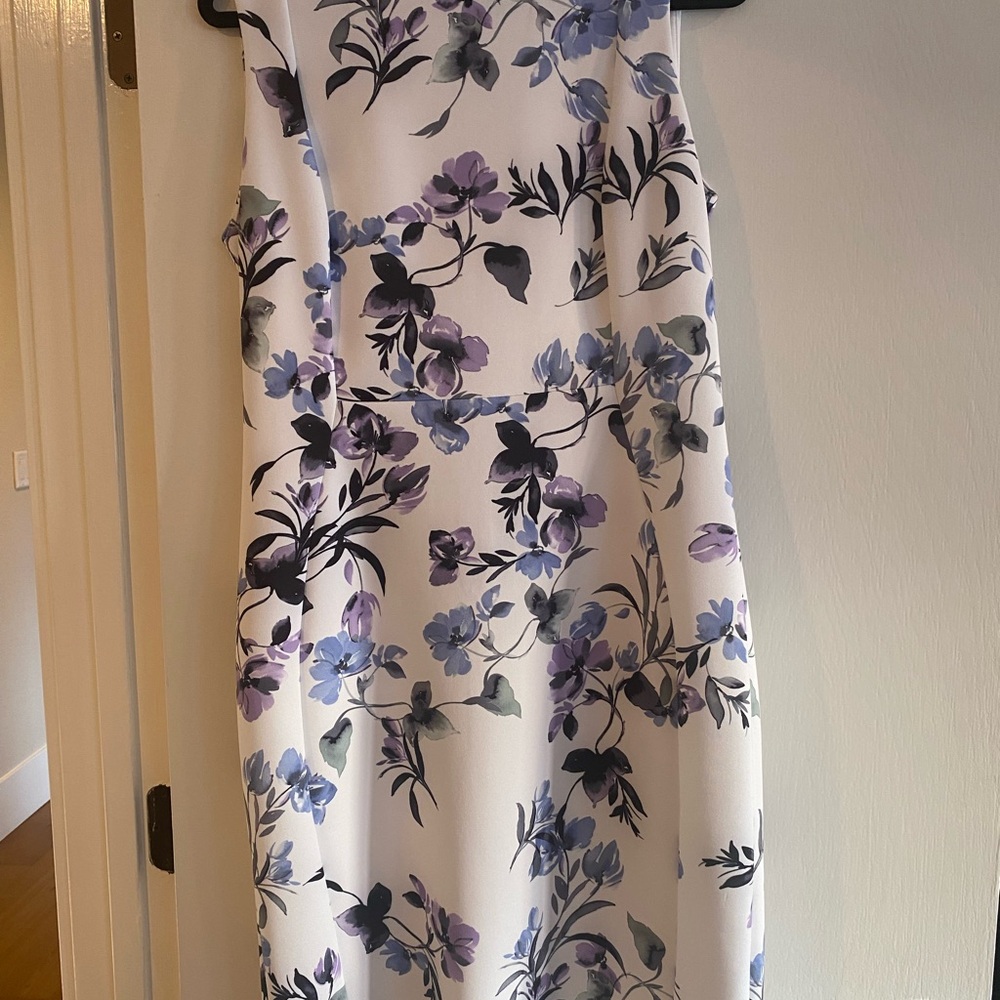 Calvin Klein White and Purple Floral Midi Dress